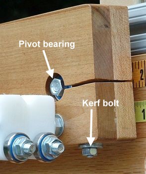 Kerf bolt and pivot bearing